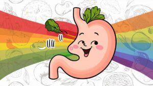 A happy, healthy stomach illustration